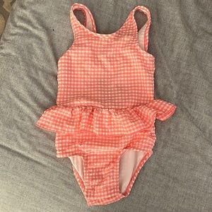 Cat and Jack gingham one piece swim suit 3T